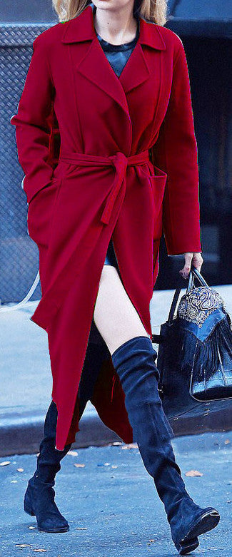 Women elegant transitional coat with belt Ivyshape