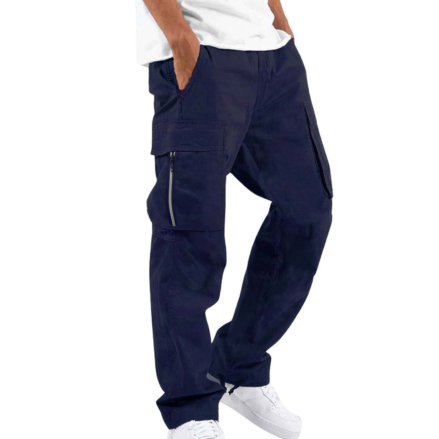 Men's robust cargo jeans with side zipper pockets Ivyshape