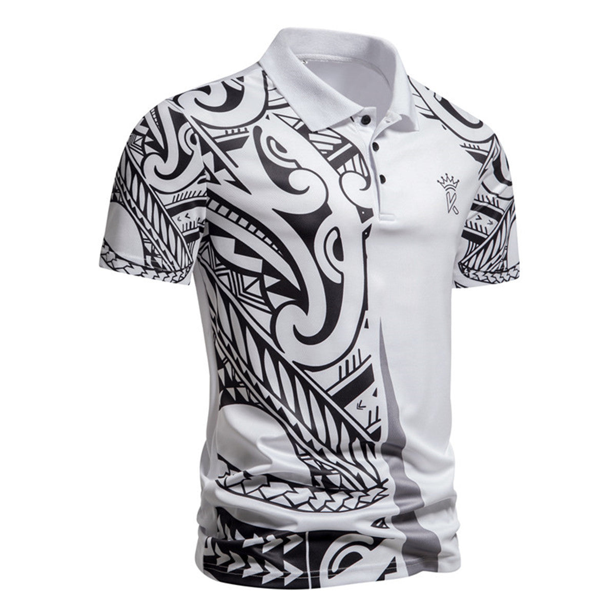 Men's polo shirt with modern tribal design and breathable functionality Ivyshape