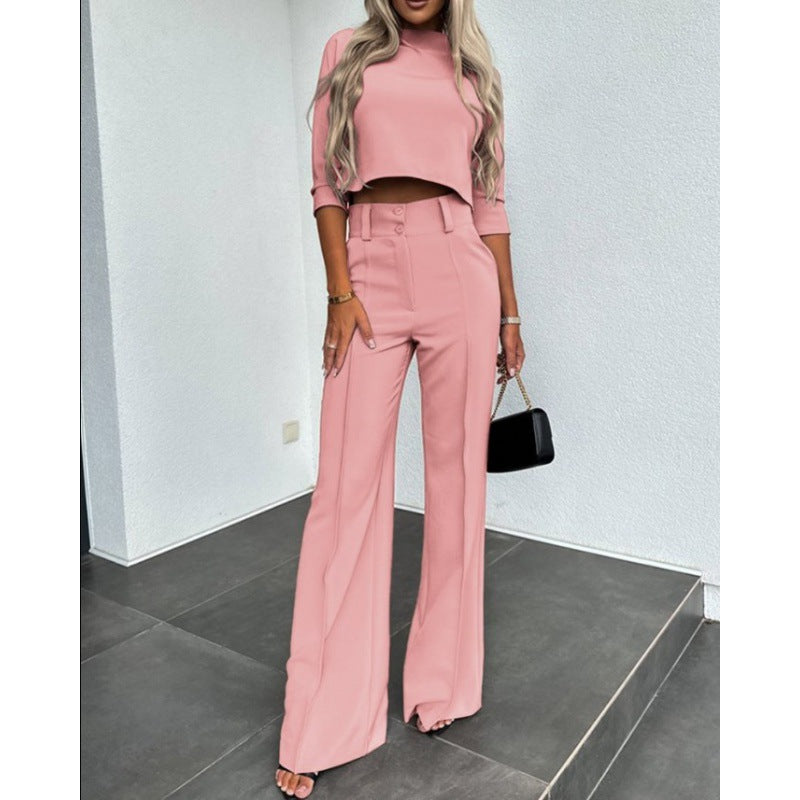 Women's stylish cropped top with elegant wide Palazzo pants Ivyshape