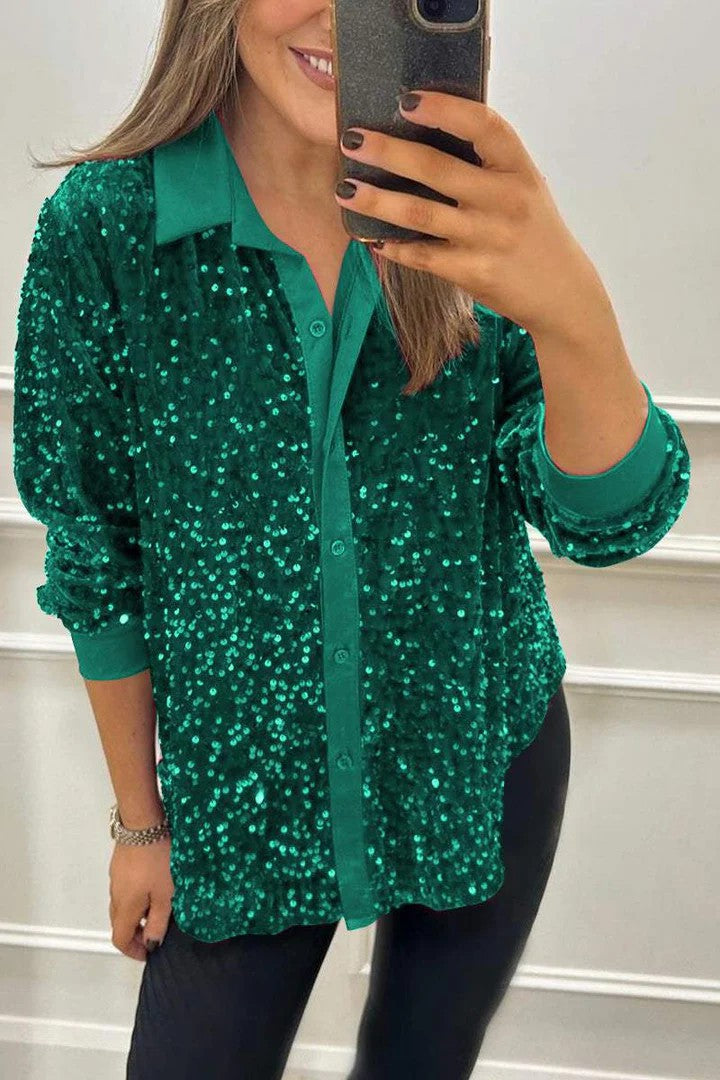 IvyShape | Sequin leisure shirt