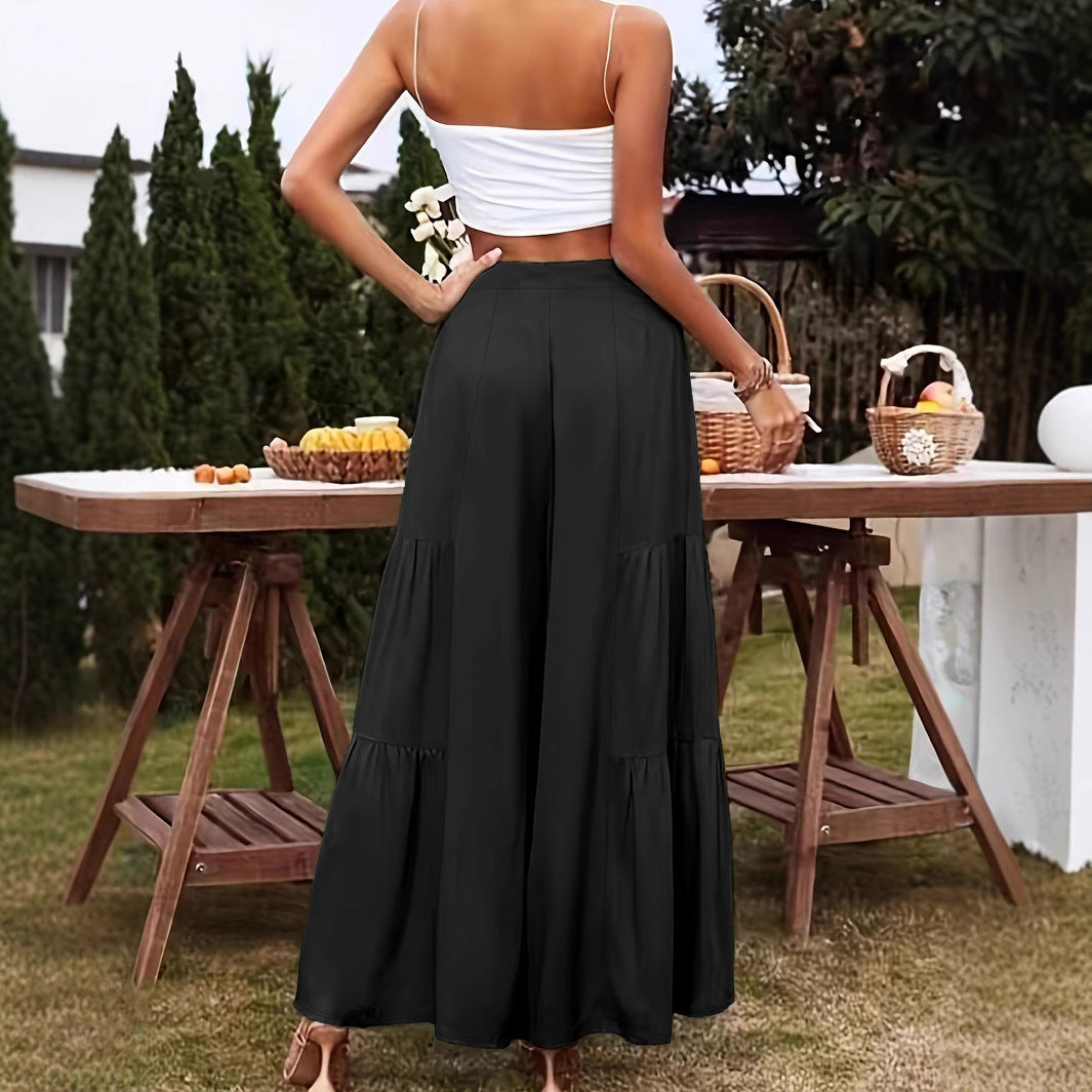 Women's Wide Palazzo Pants with Elegant Pleat Design Ivyshape