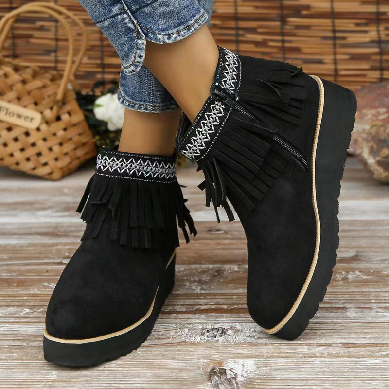 Ivyshape | Women's Tassel Ankle Boots Winter