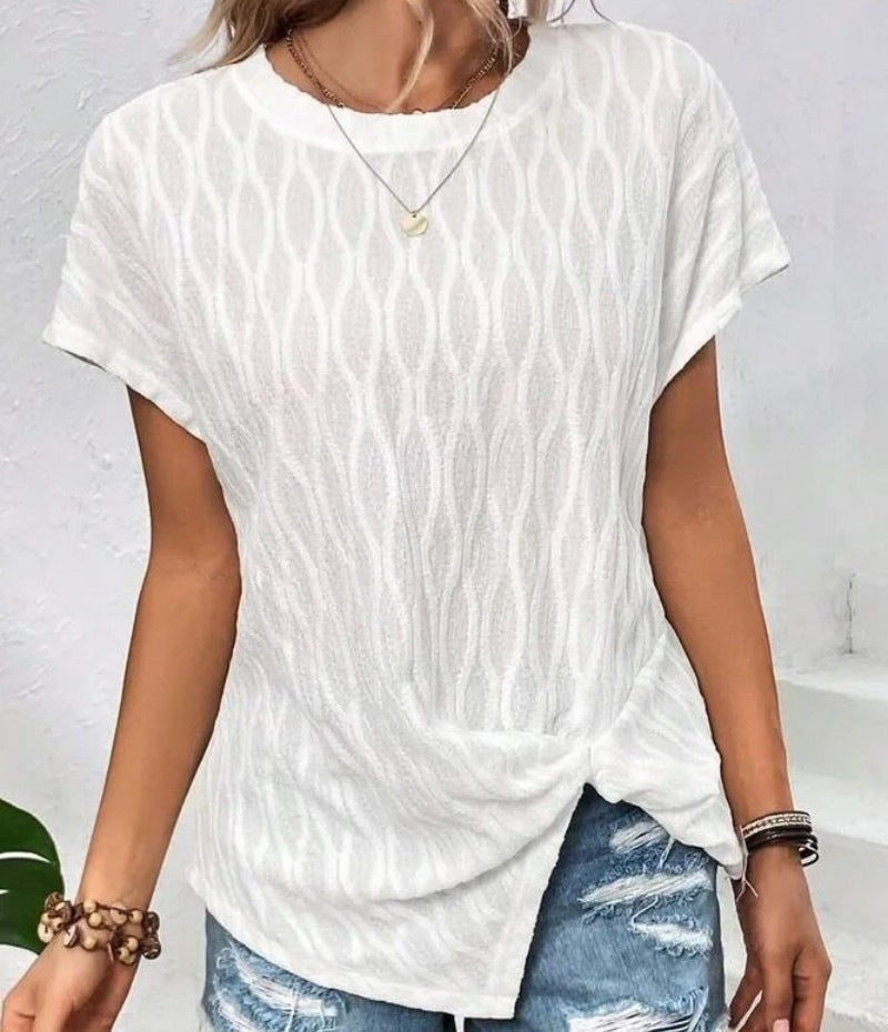 Ladies casual short sleeve top with knot element Ivyshape