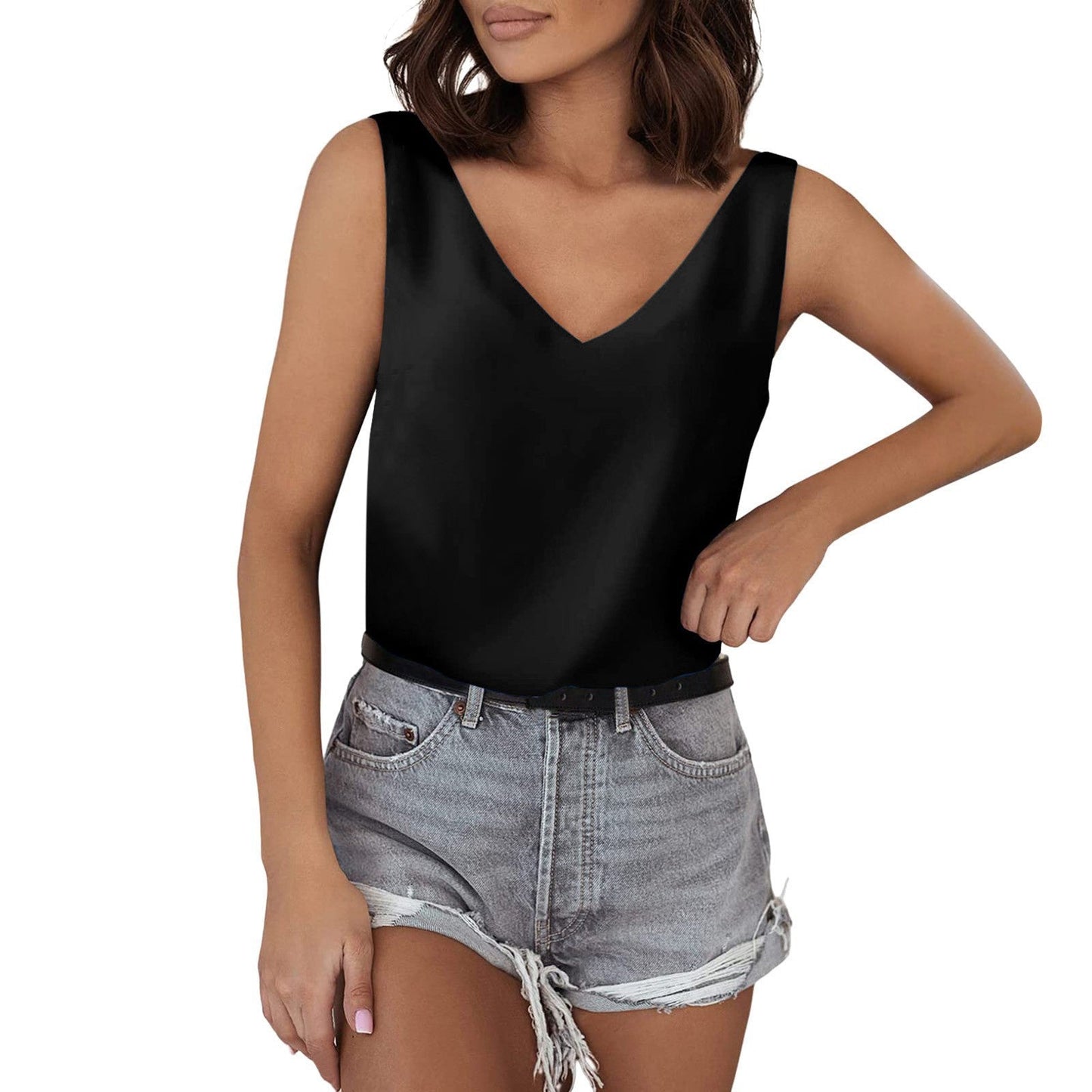 IvyShape | V-Neck Casual Camisole Sleeveless Shirt