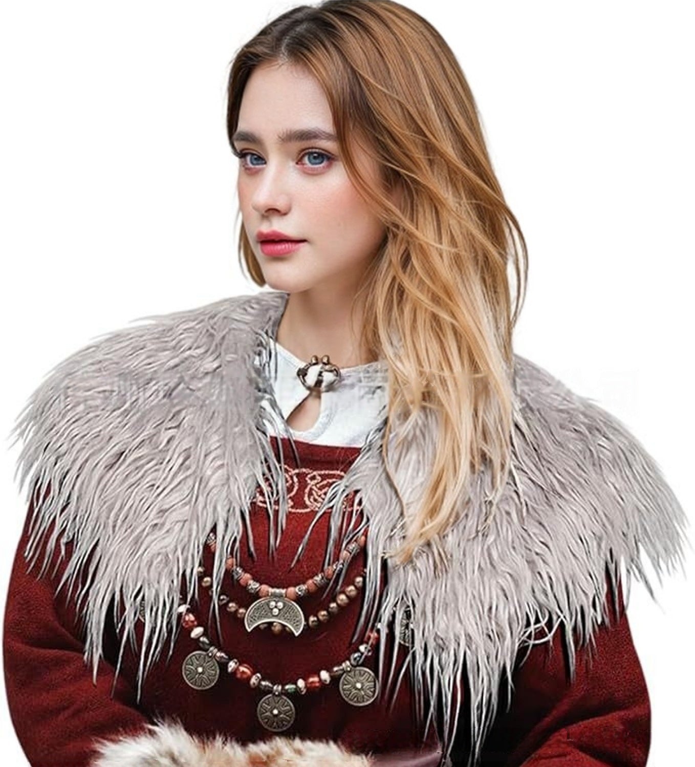Women Elegant Faux Fur Collar with Elaborate Embellishments Ivyshape