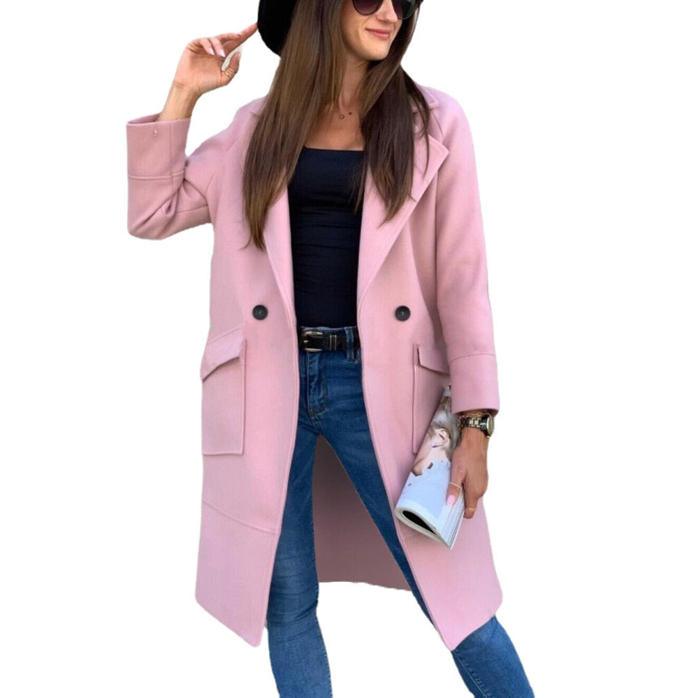 Women's casual oversized coat with modern pockets and elegant lapels Ivyshape