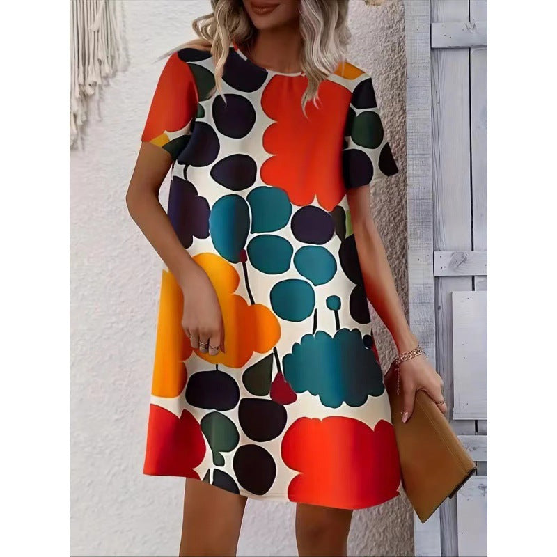 Women Artificial Printed Shift Dress Ivyshape