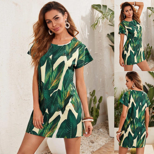 IvyShape | Printed T-Shirt Mini Skirt Dress