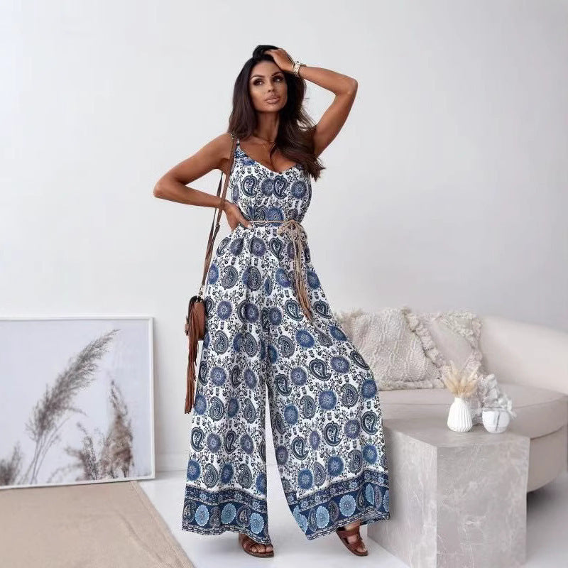 Women Bohemian Wide-leg Bodysuit Ivyshape