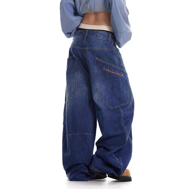 Ladies Baggy Jeans with wide cut and practical cargo pockets Ivyshape