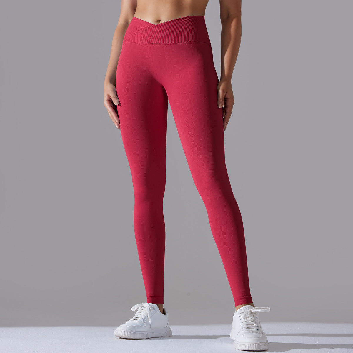 Women's High-Waisted Fitness Leggings with Functional Seam Detailing and High Elasticity Ivyshape