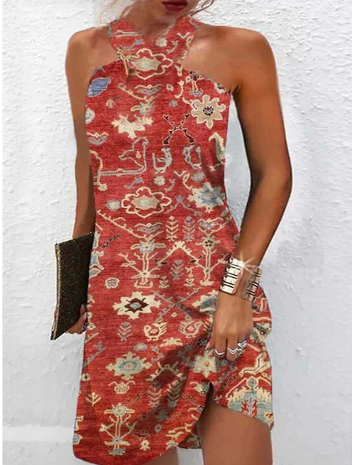 Women's Short Dress with Creative Circle Design Ivyshape