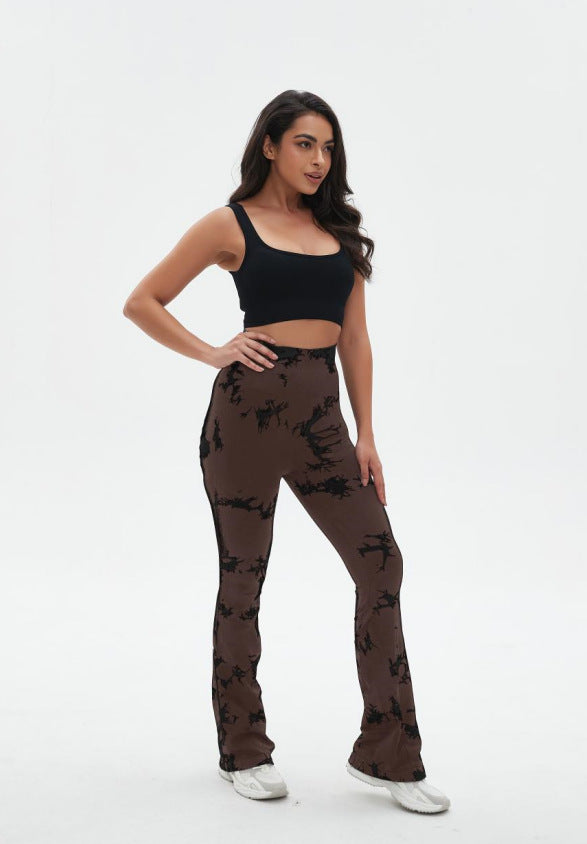Women's Sporty Wide-Leg Training Pants with Fashionable Tie-Dye Pattern Ivyshape