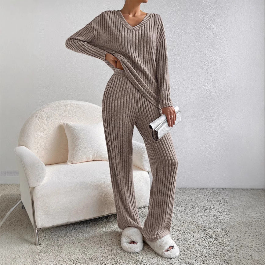 Women Comfortable and Stylish Lounge Set with Ribbed Texture Ivyshape