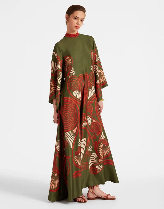 Ivyshape | Printed Three-Quarter Sleeve Dress