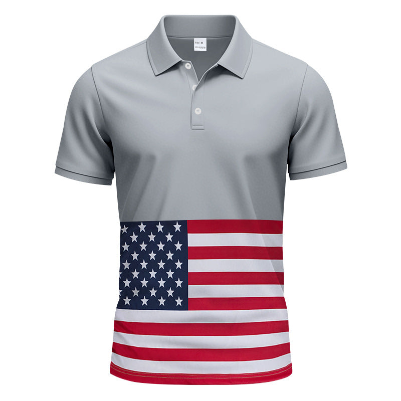 Men's polo shirt with unique flag motif and modern Ivyshape fit