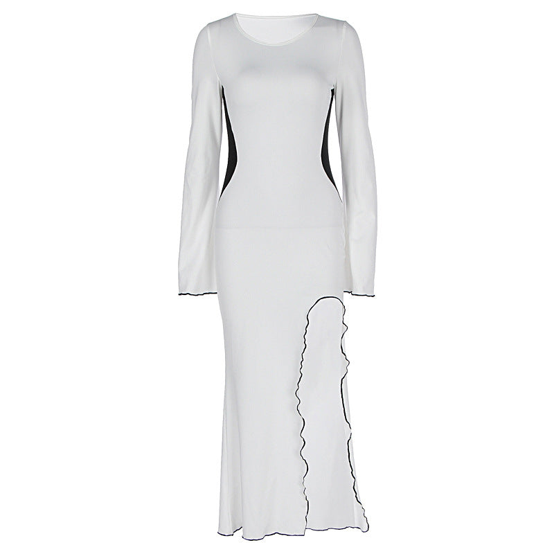 Women's fitted maxi dress with elegant cut and transparent inserts Ivyshape