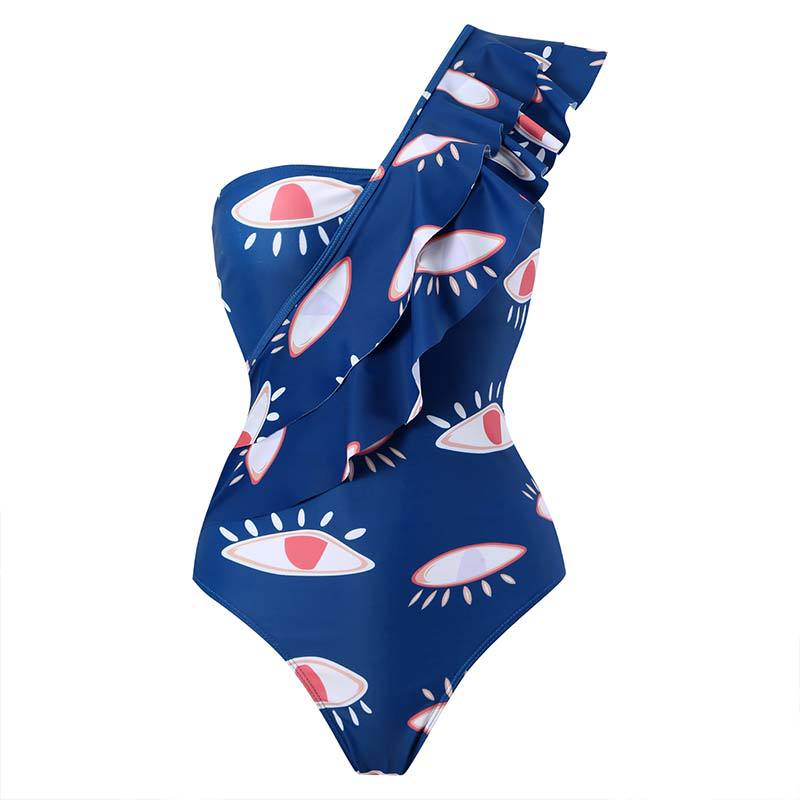 Women's one-piece swimsuit with asymmetrical ruffle design and elegant wrap skirt vest Ivyshape