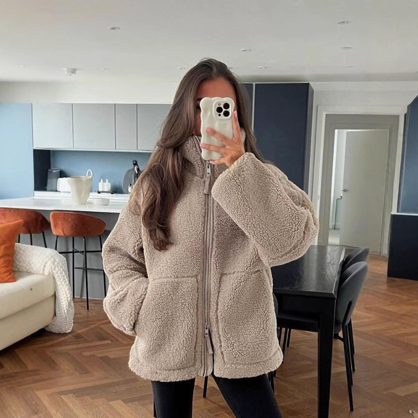 Women Oversized Fleece Jacket Ivyshape