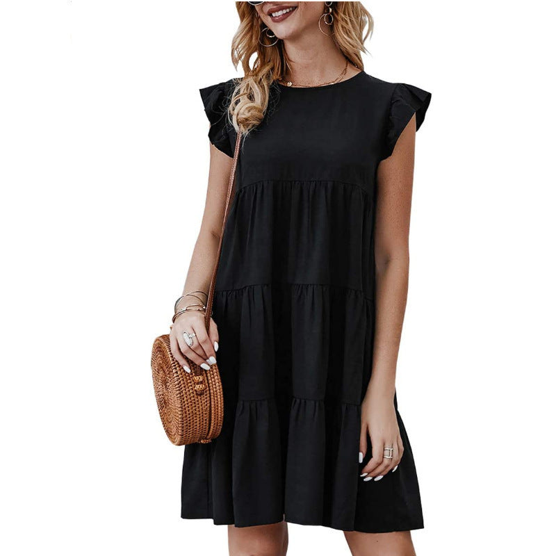 Ladies casual leisure dress in airy style with ruffle details Ivyshape
