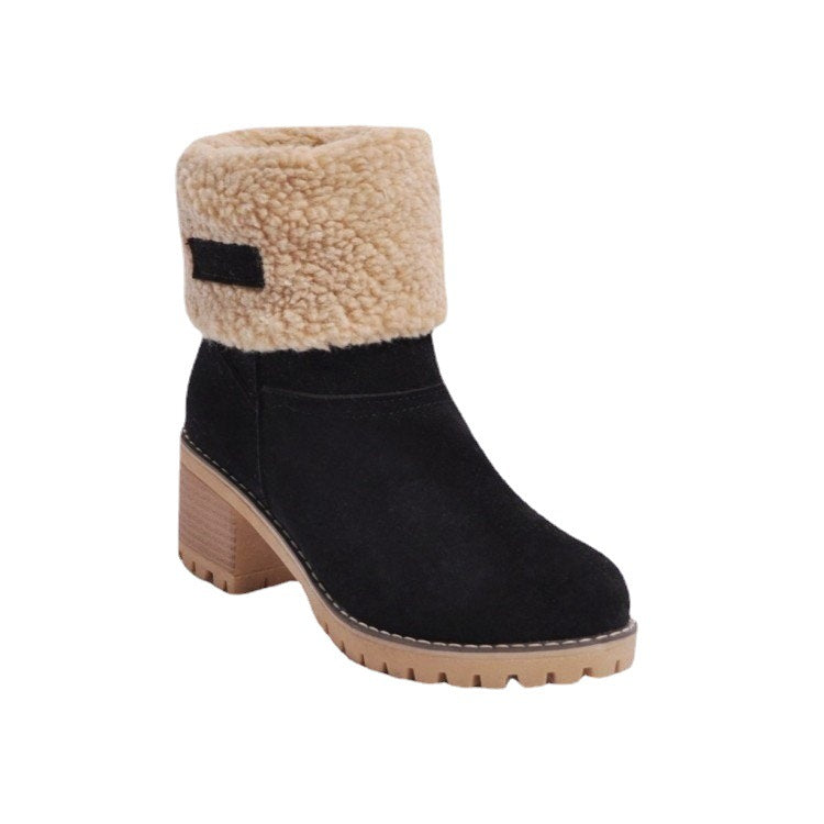Ladies' fashionable boots with warm lining and block heel Ivyshape