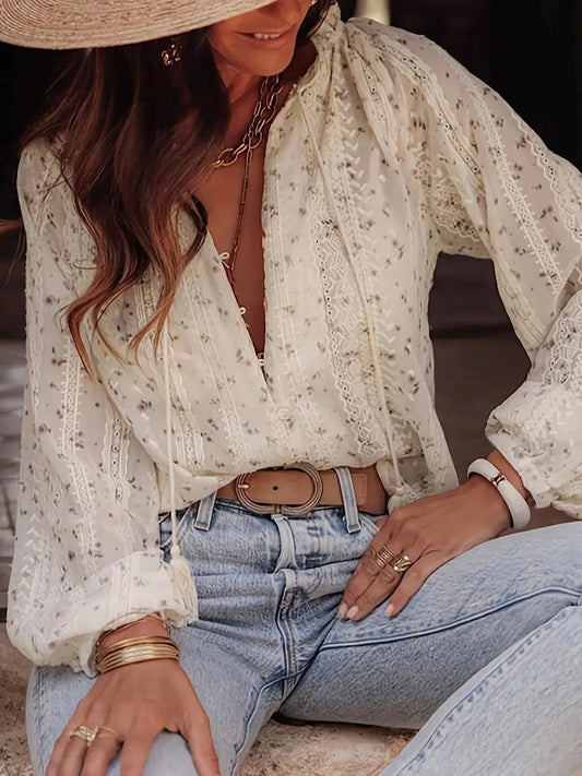 Women embroidered blouse with elegant details Ivyshape