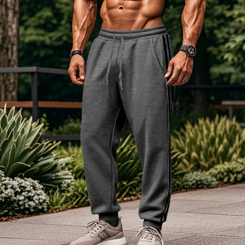 Men's Comfortable Sports Pants with Contrasting Side Panels and Elastic Waistband Ivyshape