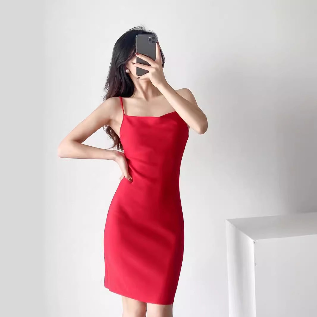 Women elegant spaghetti strap dress Ivyshape