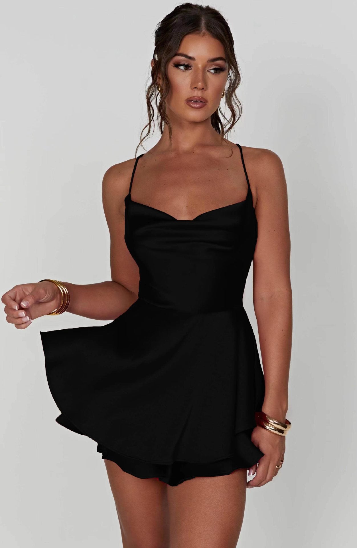 IvyShape | Sexy Slimming Sheer Back Cami Short Dress