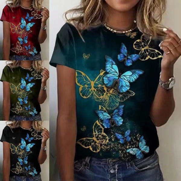 Women's Short Sleeve Shirt with Floral Design and Loose Fit Ivyshape