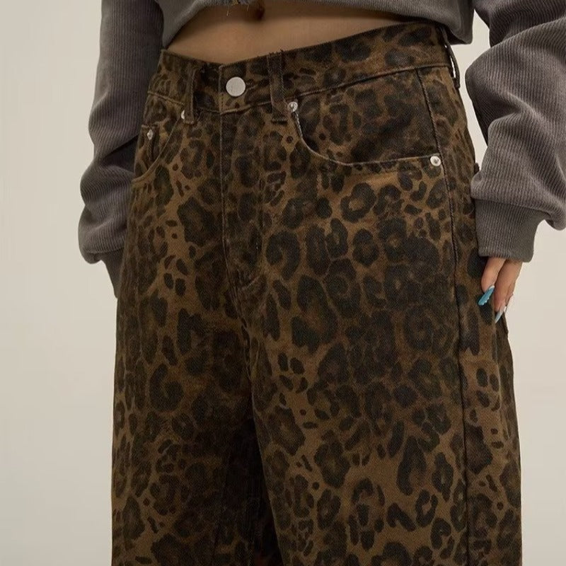 Ivyshape | Women's Leopard Oversized Pants Trendy