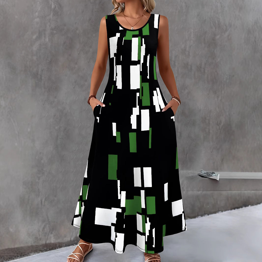 Women's maxi dress with colorful graphic design Ivyshape
