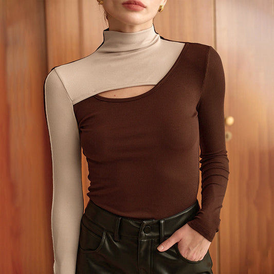 Women Elegant Top with Asymmetric Cut and Cut-Out Design Ivyshape
