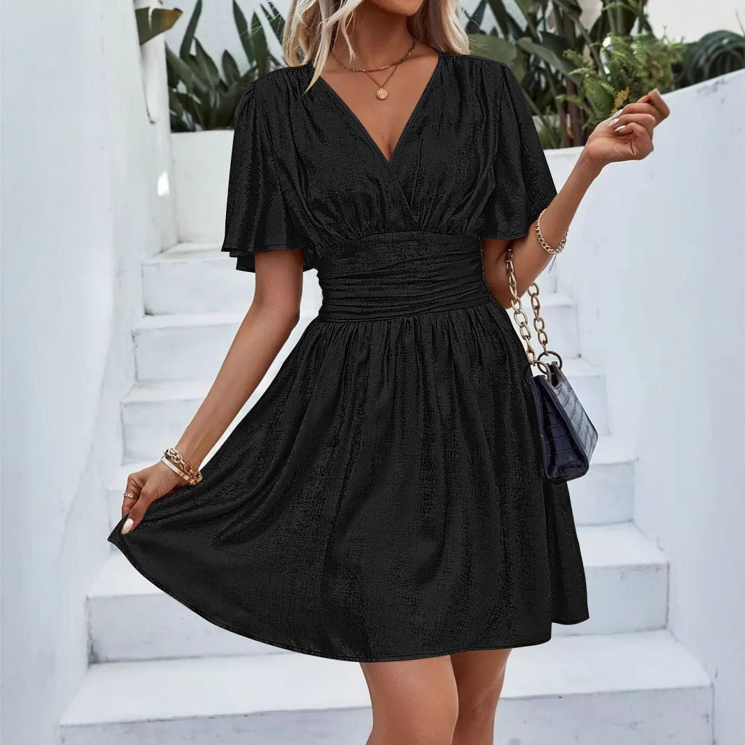 Women's wrap dress with elegant V-neck and flared skirt Ivyshape