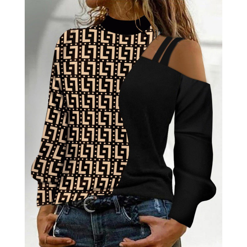 Women Elegant Top with Creative Cut-Outs and Modern Graphic Design Ivyshape