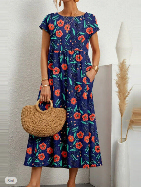 Women’s maxi dress with casual cut and floral pattern Ivyshape