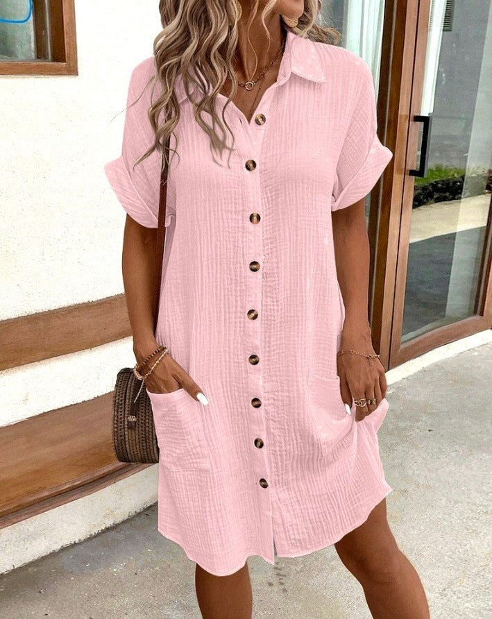 Women's Button Closure Shirt Dress Ivyshape
