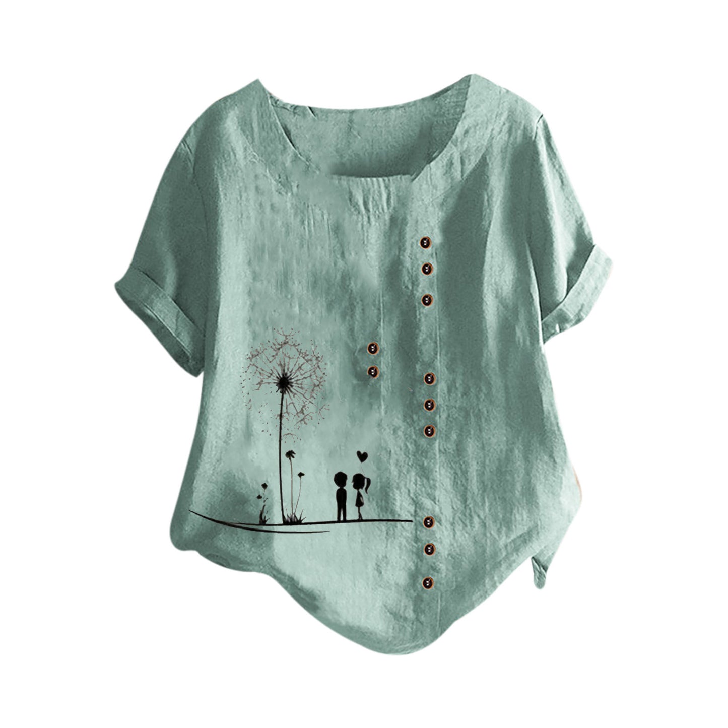 Women's linen shorts with floral appliqué and button details Ivyshape