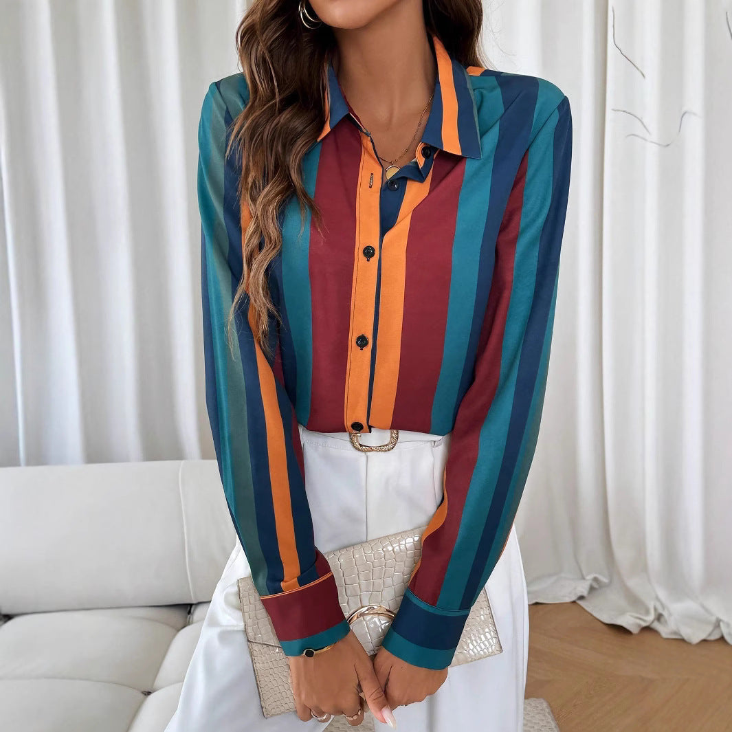 IvyShape | Striped Casual Color Block New Top