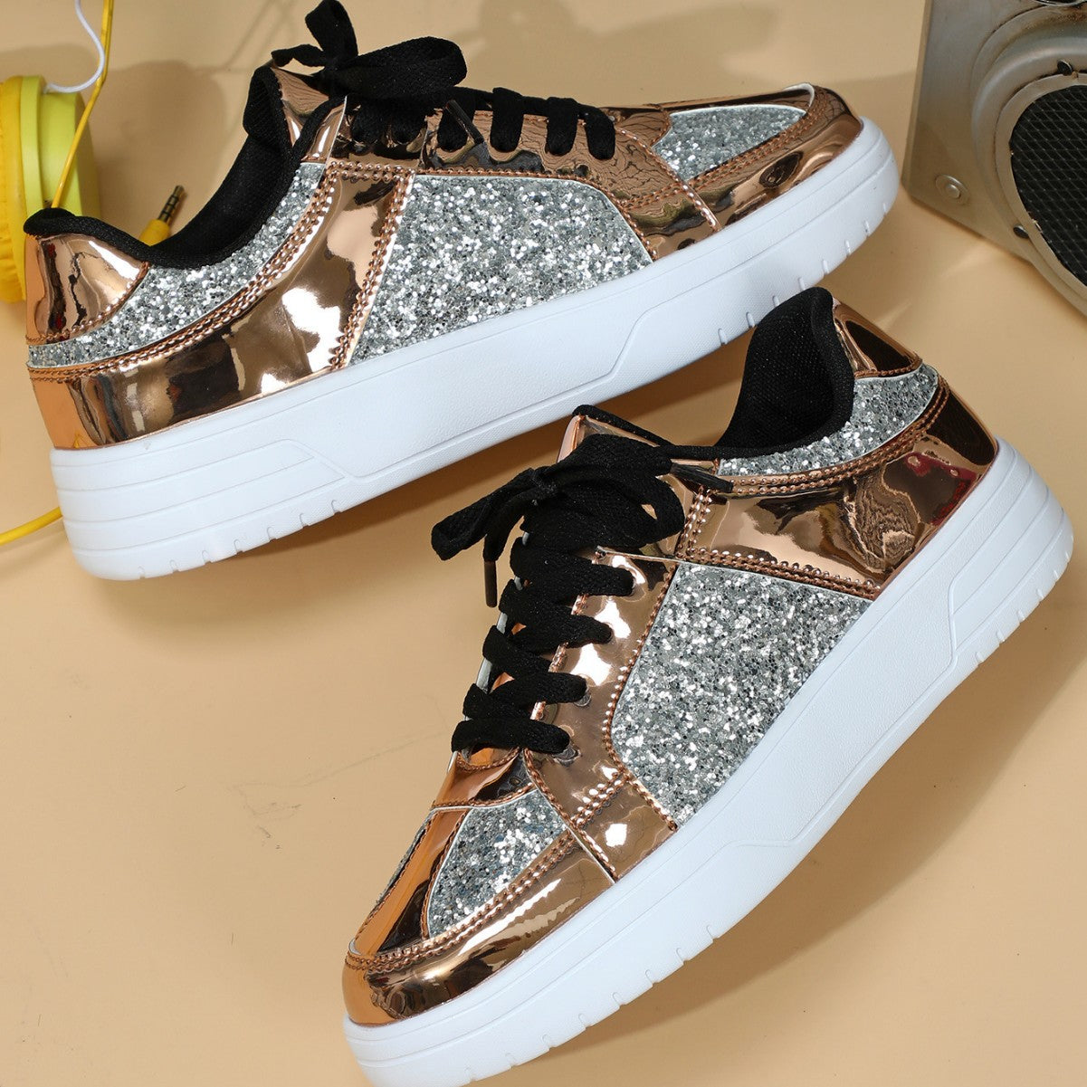Women’s Fashion Glitter Sneakers Ivyshape