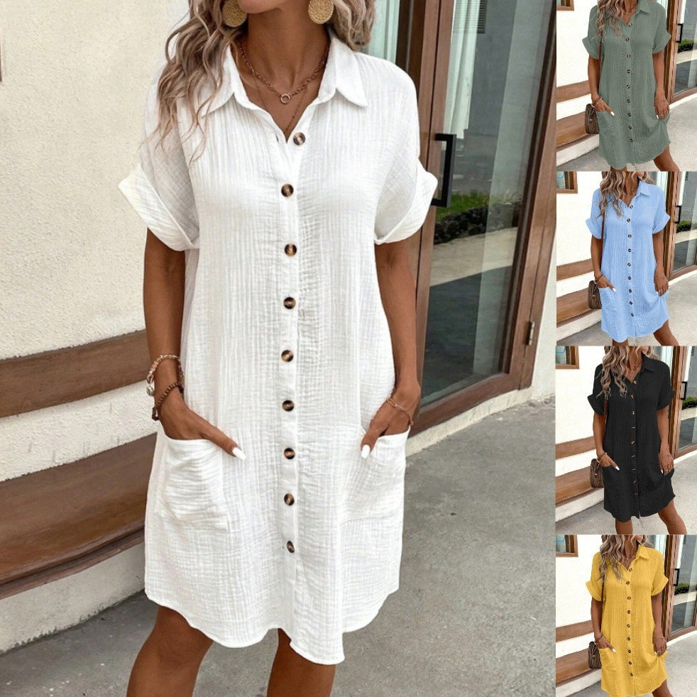 Women's Button Closure Shirt Dress Ivyshape