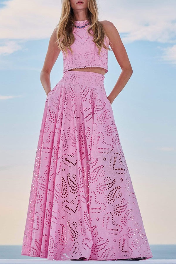 Women Elegant Two-Piece Set with Airy Lace Structure Ivyshape