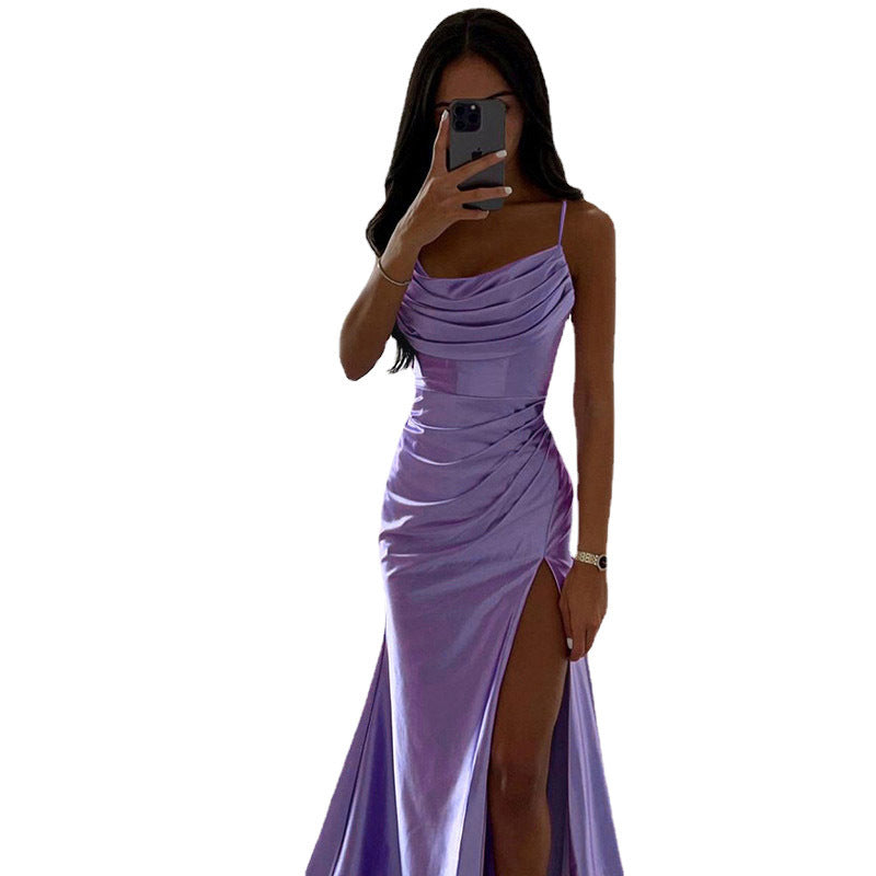 Elegant ruched Cowl Neck Maxi Dress for Women Ivyshape
