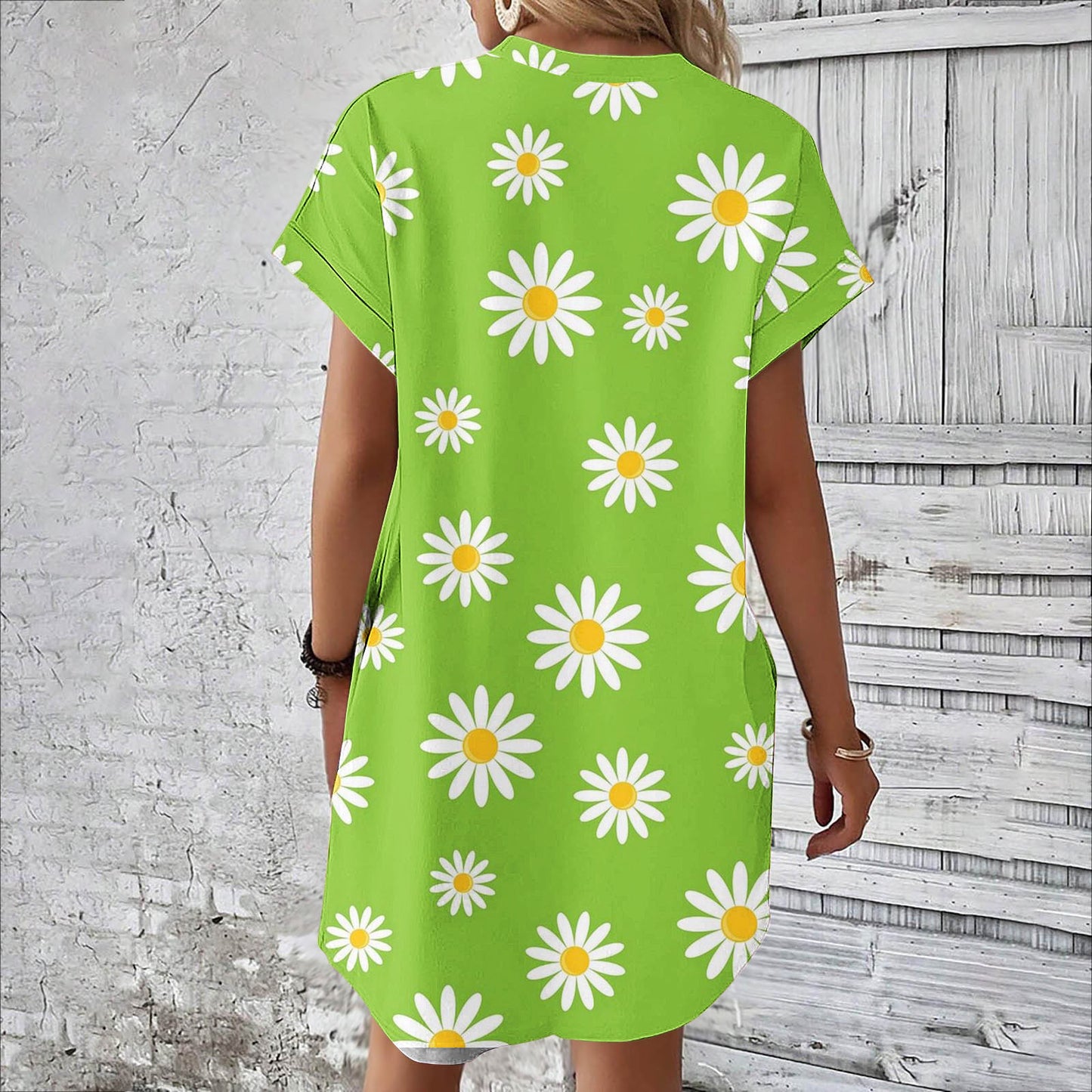 Women's Short Sleeve Casual Shift Dress with Pockets Ivyshape