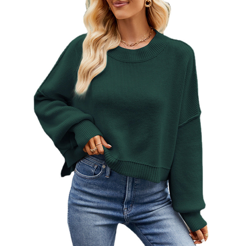 Ivyshape | V-Neck Dropped Shoulder Sweater