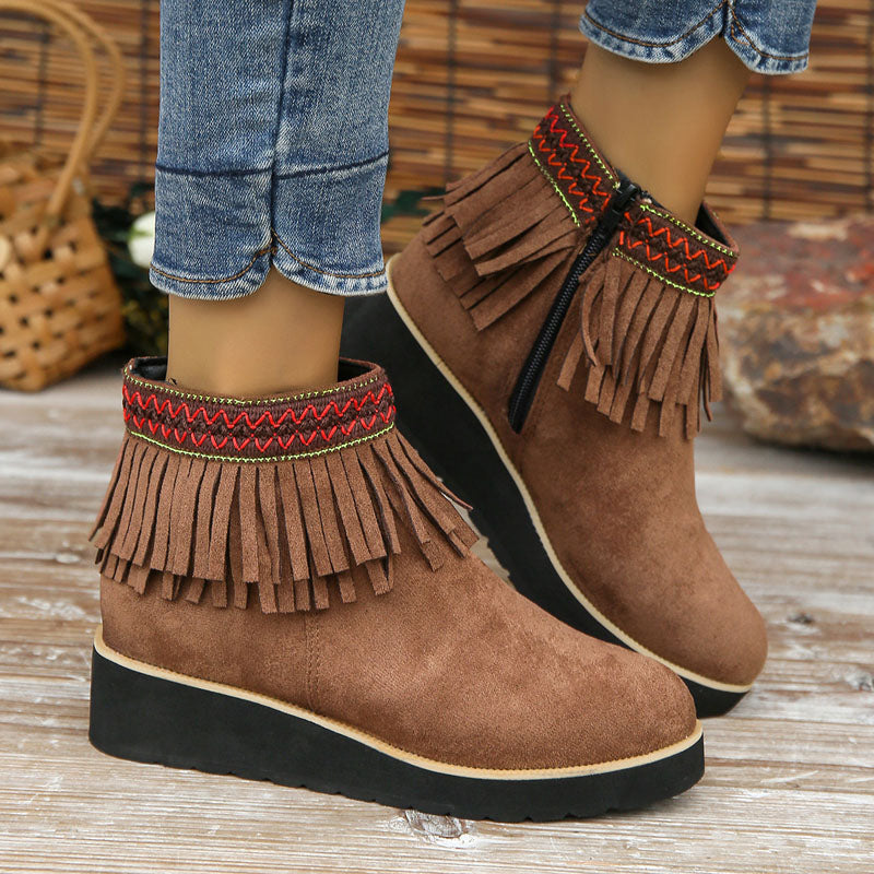 Ivyshape | Women's Tassel Ankle Boots Winter