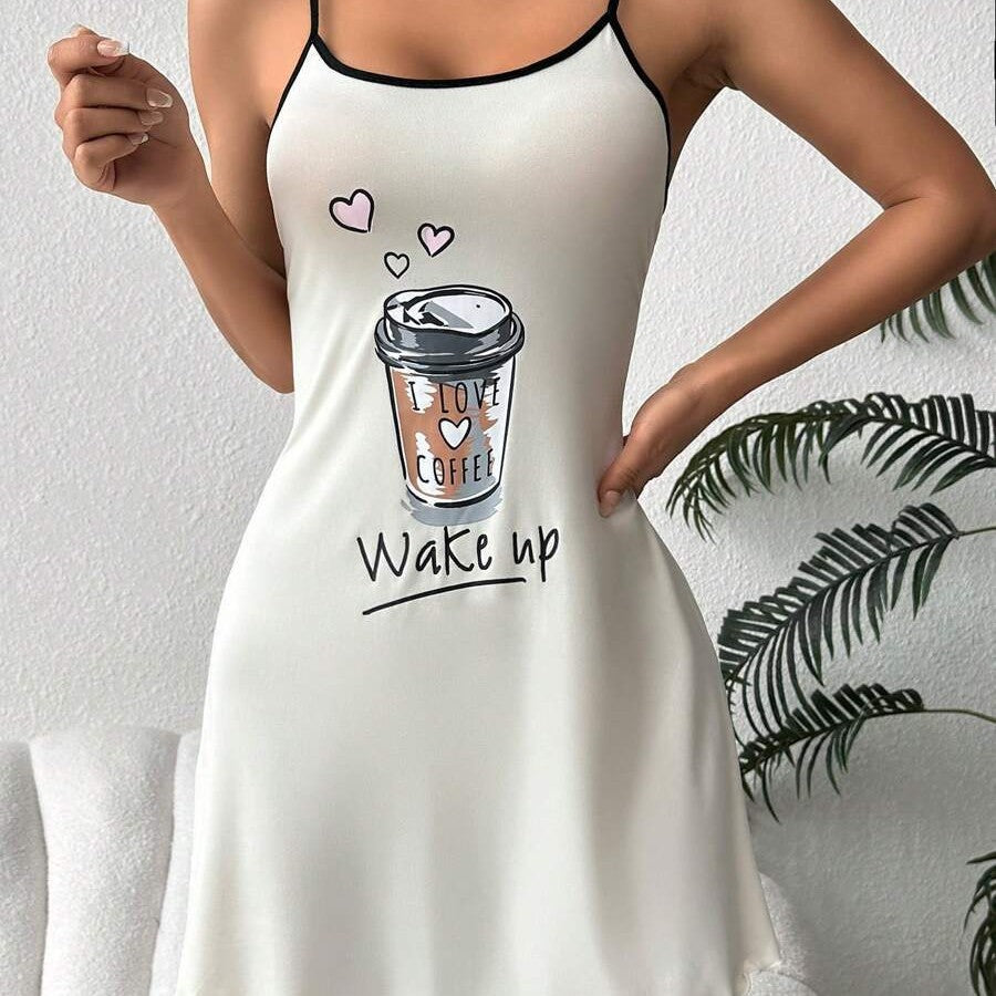 Ladies Sweet Coffee-Themed Nightdress Ivyshape
