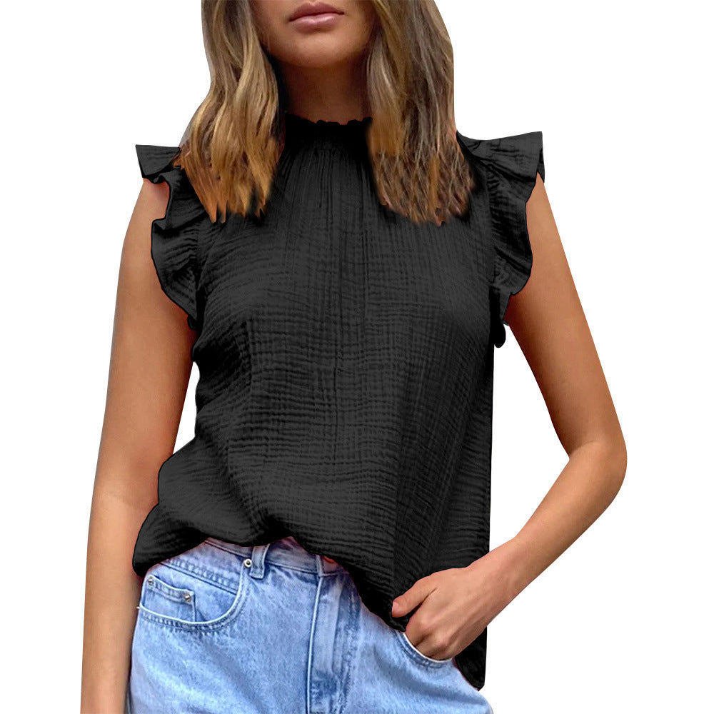 Women's airy blouse with ruffle details and short cut Ivyshape