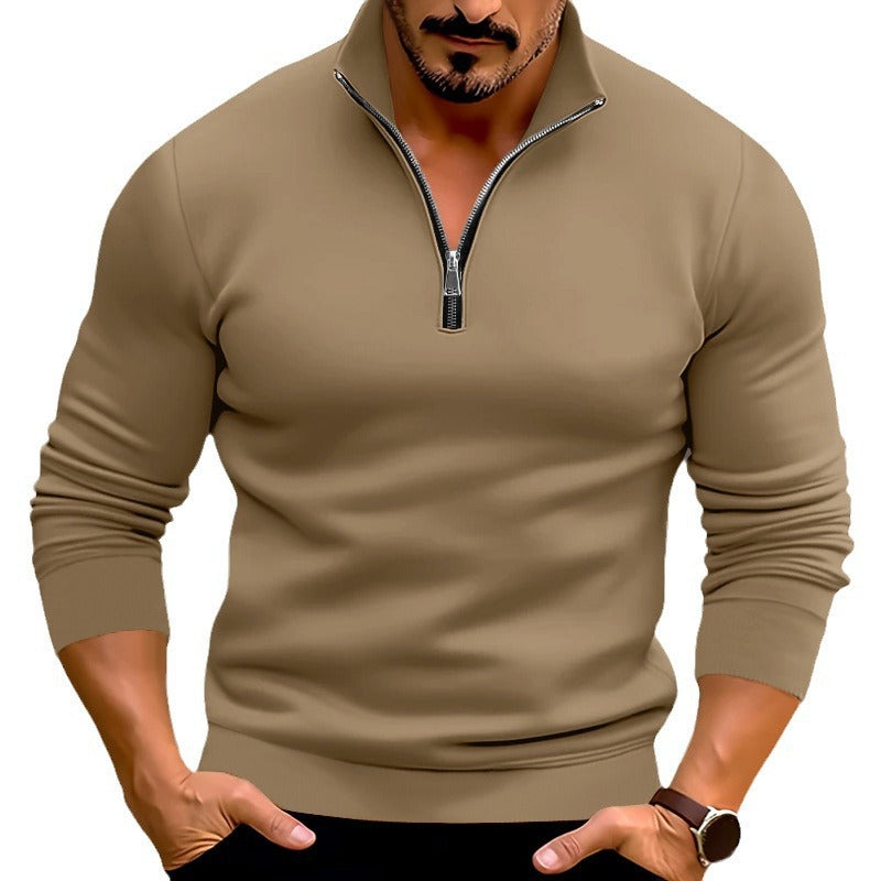 Men's knitted pullover with half zip and comfortable fit Ivyshape
